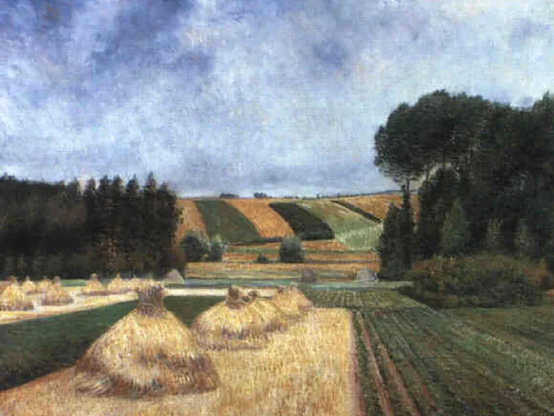 1854-Frédéric Samuel Cordey - Paesaggio con covoni di fieno, 1895